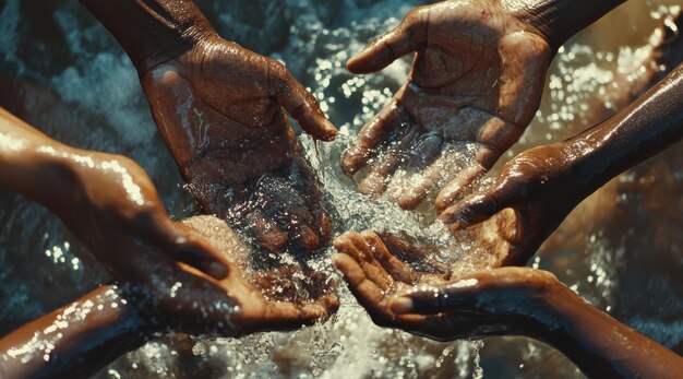 A visual representation of global aid flowing, with hands from different continents supporting a boat of refugees on water, symbolizing international humanitarian efforts.