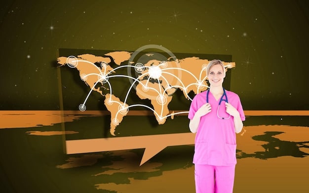 A conceptual image showing diverse international healthcare workers and scientists collaborating, with global data visualizations in the background, symbolizing collective efforts against future health crises.