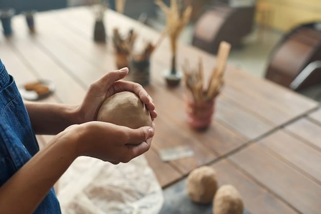 A close-up shot of hands engaged in a traditional craft, such as weaving or pottery, at the Smithsonian Folklife Festival, with a blur of curious onlookers in the background, highlighting the interactive and educational nature of the demonstrations.