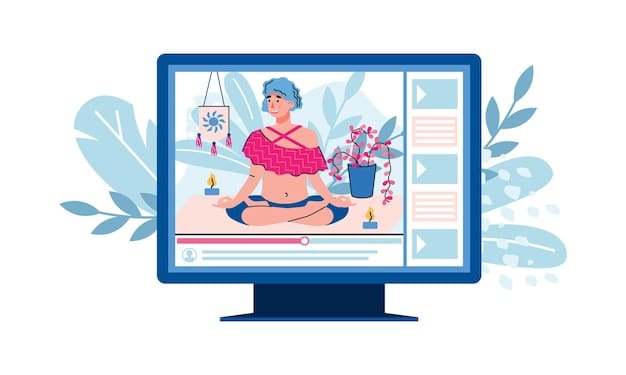 A person looking thoughtfully at a computer screen displaying an online mental wellness platform with various digital tools and resources.