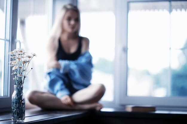A person meditating calmly in a sunlit room, emphasizing inner peace and personal well-being achieved through self-care.