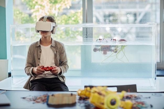 A student wearing VR goggles interacting with a holographic display showing complex scientific models, symbolizing advanced supplemental learning tools.