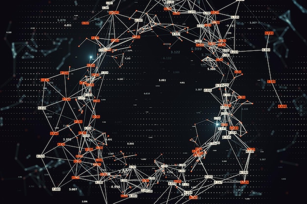 A digital representation of a network, showing interconnected nodes and data flows, symbolizing the complexity of cyber counterterrorism and the need for future technological adaptation.