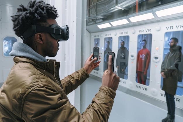 A diverse group of people, each wearing augmented reality glasses, interacting with museum exhibits and live performances, with glowing AI data streams connecting them all in a vibrant cultural setting.
