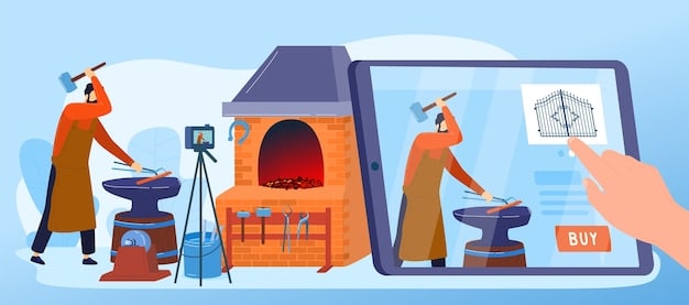 A conservator using a laser scanning device to analyze an ancient ceramic pot fragment, highlighting the precision of modern restoration technology.