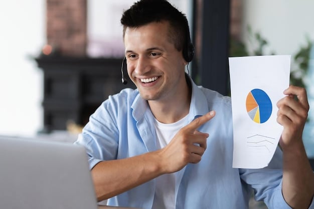 A calm person smiling as they review a health insurance statement, with a clear graph showing expenses reaching a plateau, symbolizing the out-of-pocket maximum. The setting is clean and modern, perhaps a home office.