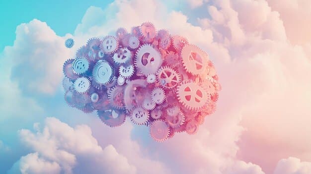 A conceptual image showing a brain with gears and lights, symbolizing improved cognitive function and mental clarity due to sufficient sleep, against a soft, blurred background.