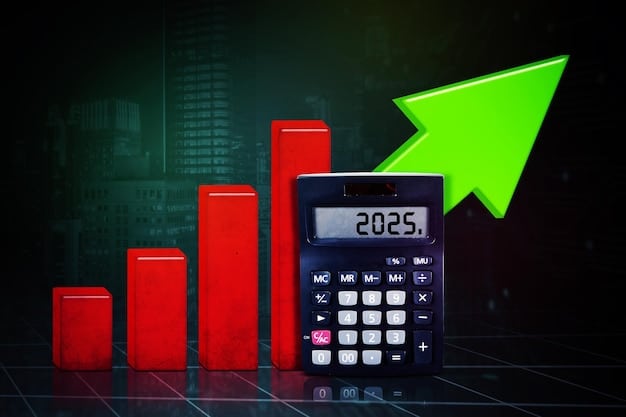 A close-up of a financial calculator displaying numbers with a green arrow pointing upwards, symbolizing increased financial limits and growth.