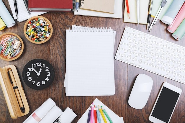A detailed flat lay of a high school senior's organized desk in 2025, featuring a planner with highlighted college application deadlines, a laptop, revision notes, and financial aid documents, symbolizing effective time management.